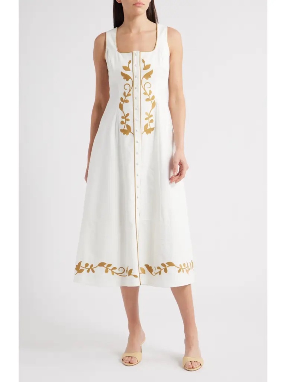 NWT Zoe & Claire Women’s Embroidered Linen Cotton Buttons Down Dress Size S